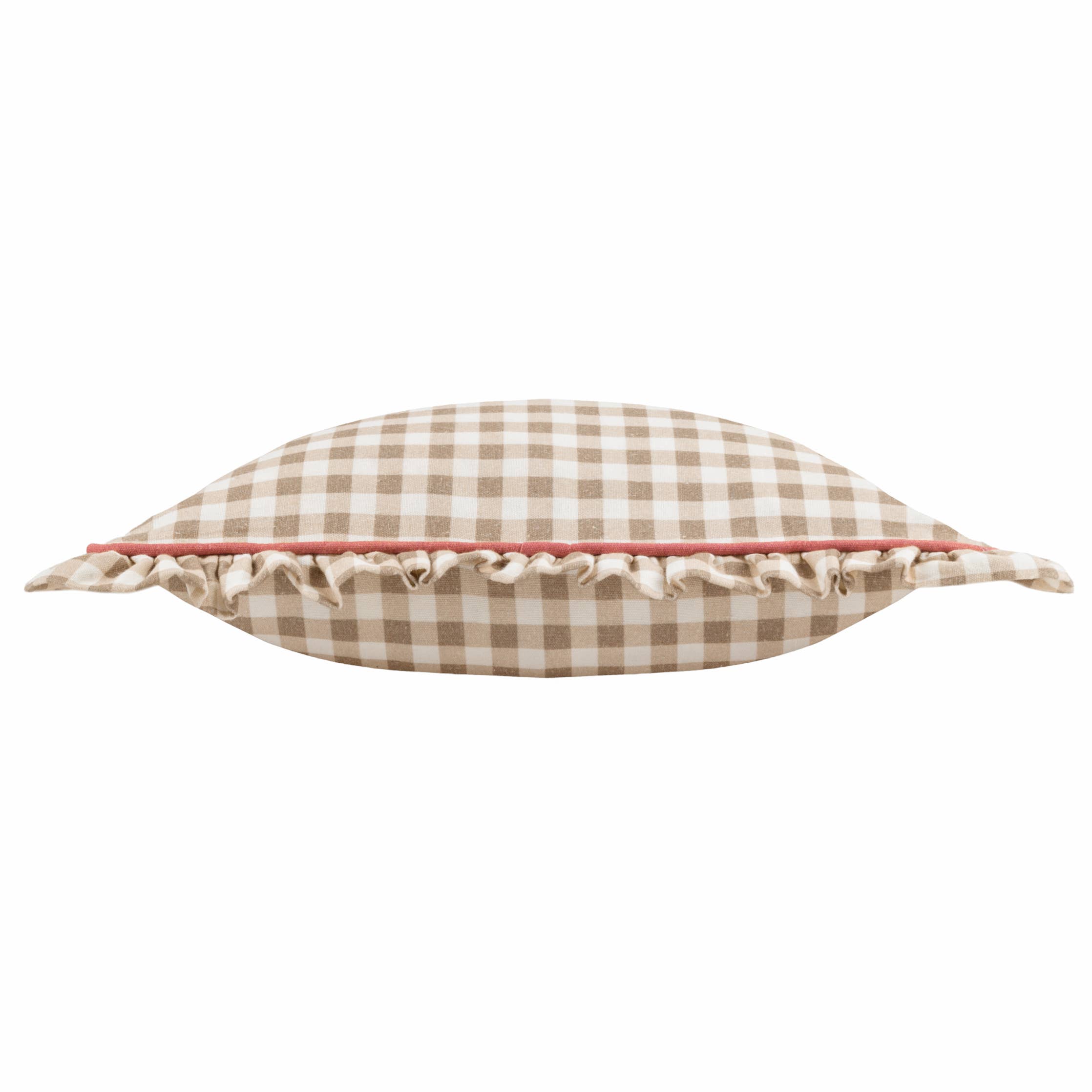 Maude Gingham Reversible Piped Cushion Natural for wholesale on Faire3