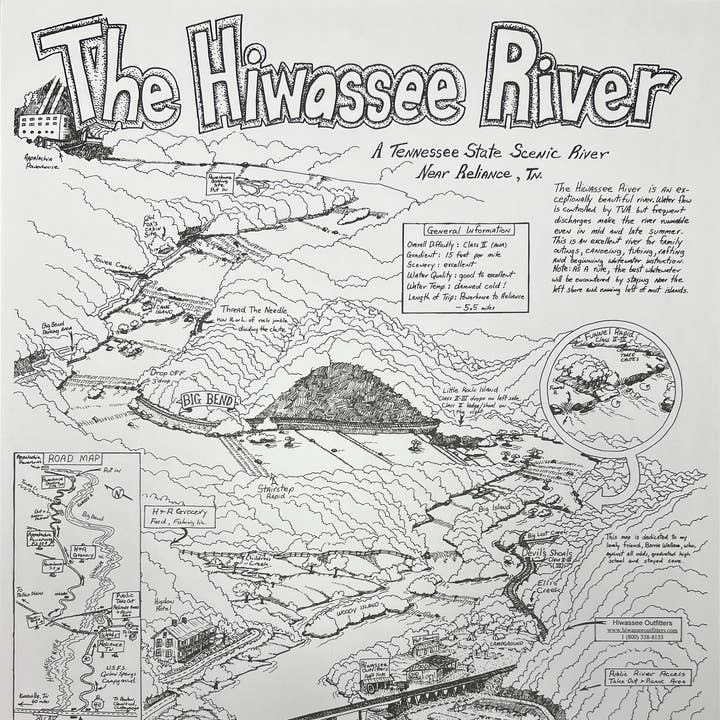 Hiwassee River: River Map by William Nealy for wholesale by AdventureKEEN