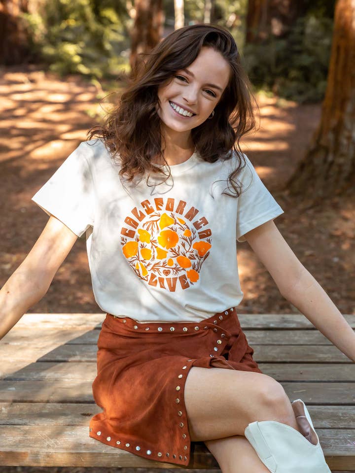 California Poppy Love Routine Tee for wholesale by Upper Park Clothing