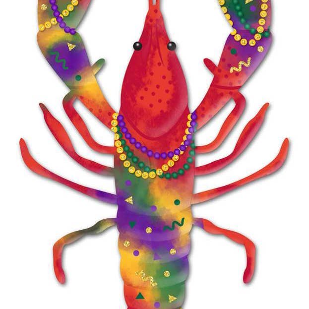 14"Hx8"L Metal Crawfish Shape Sign Mardi Gras MD1067 for wholesale by Trendy tree