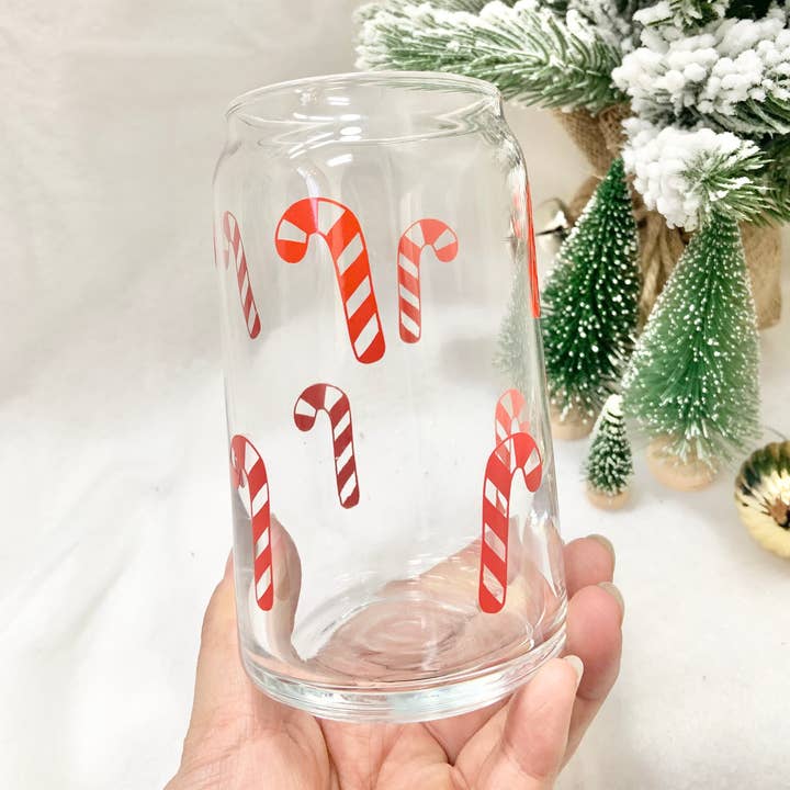 Zuckerstange Candy Cane Glasbecher, 16 oz für den Großhandel auf Faire0