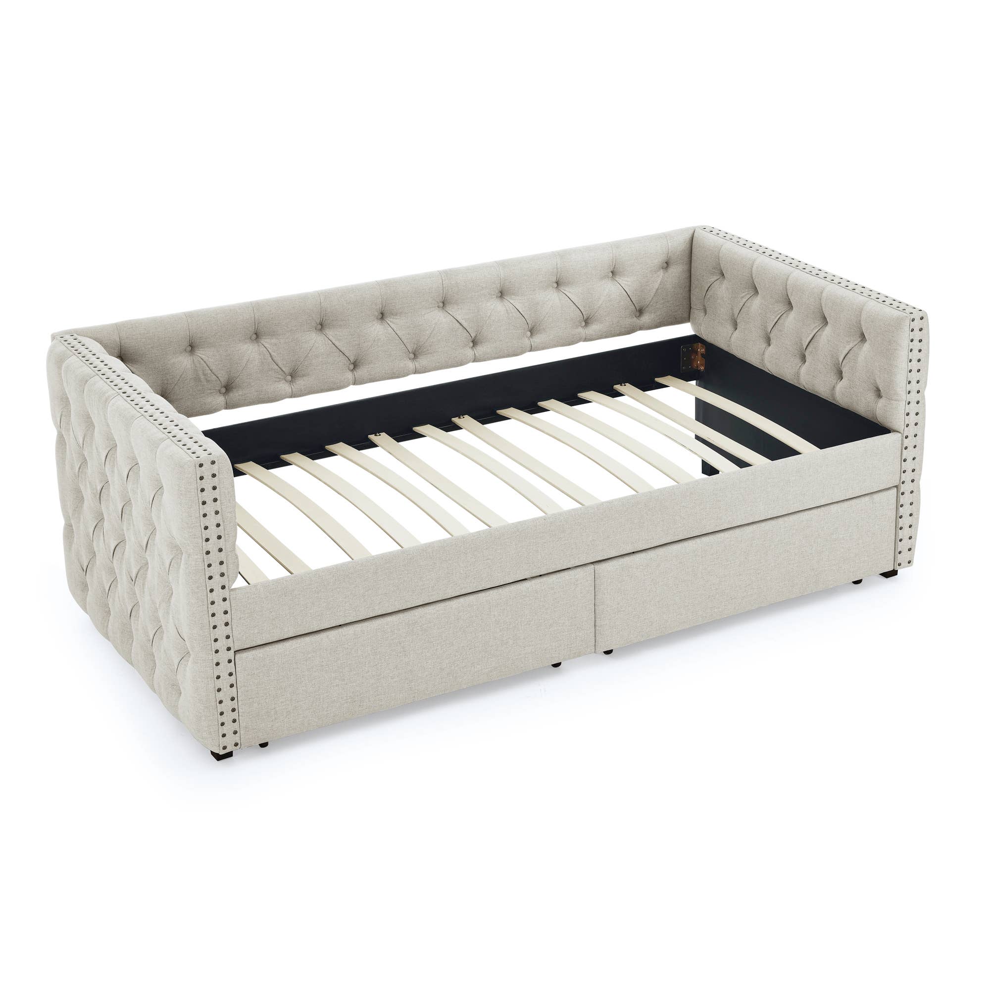 39F Inc. - Wholesale Bed - Upholstered Twin Size Daybed with Two Drawers with Button4