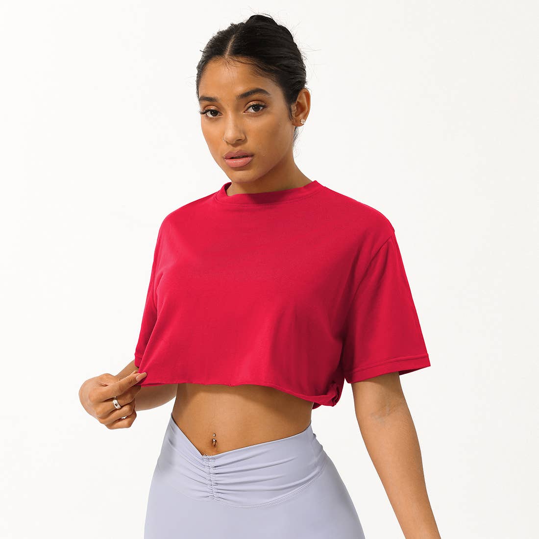 Sodalemon - Wholesale Athletic Top - Women's - Women Loose Sport Crop Top T-Shirt9