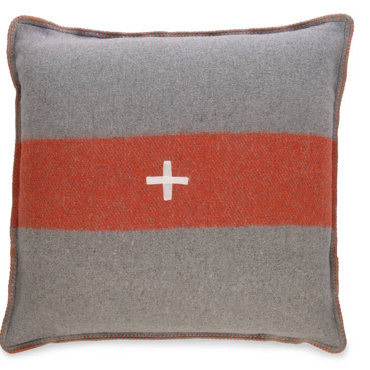 Swiss Army Pillow Cover Unstuffed 28X28 Grey/Orange for wholesale by Blue Ocean Traders