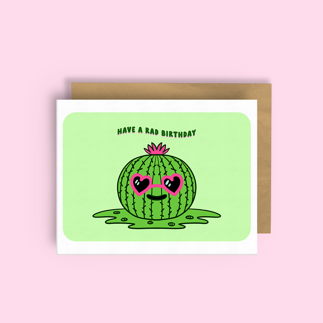 Squidly Designs - Wholesale Birthday Card - Have a rad birthday! Prickly Pear Cactus - Card 3