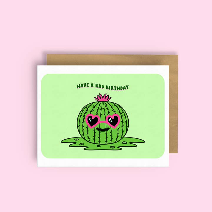 Squidly Designs - Wholesale Birthday Card - Have a rad birthday! Prickly Pear Cactus - Card 3