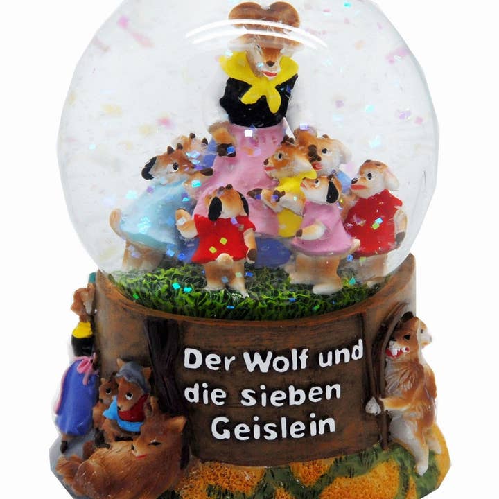 Schneekugelhaus - Wholesale Snow Globe - Fairy Tale Snow Globe Wolf and 7 Little Goats