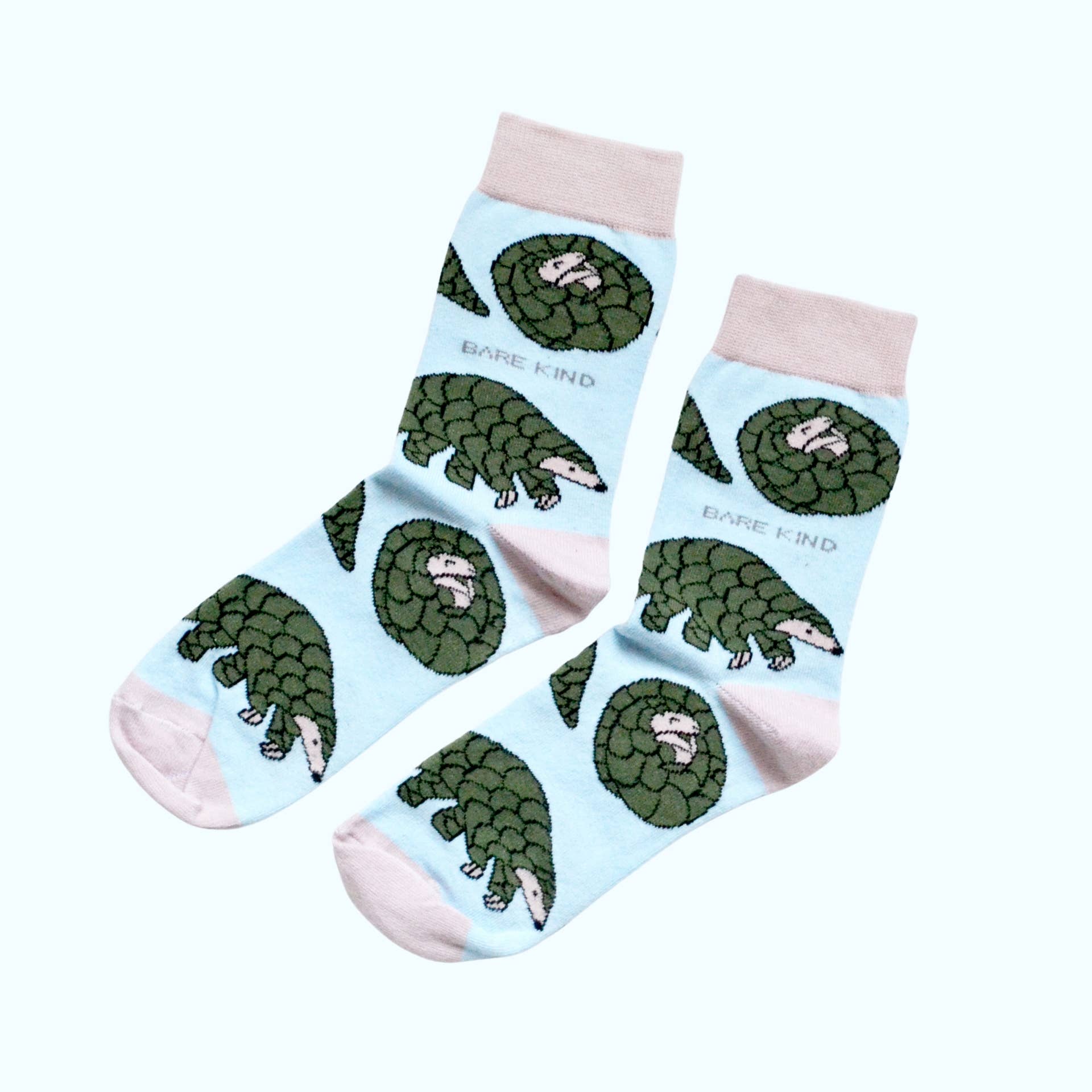 Bare Kind Socks - Vente Chaussettes – unisexe - Chaussettes Pangolin en bambou bleu pastel