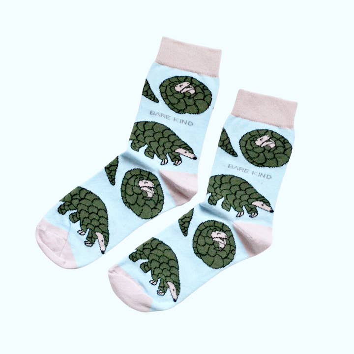 Bare Kind Socks - Wholesale Socks - Unisex - Pangolin Socks | Bamboo Socks | Pastel Blue Socks
