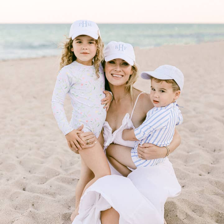 Bits & Bows - Wholesale Baseball Cap - Kids - Baseball Hat in Blue Seersucker (Baby)