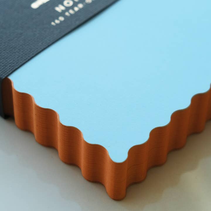 Idlewild Co. - Wholesale Notepad - Mini Wave Shaped Notepad | Sky + Tangerine Edge2