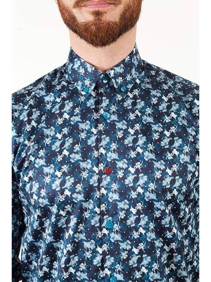 Aayat Menswear – wholesale Buttoned-down shirt – Men's – MENS FLORAL SHIRT IN BUTTON-DOWN COLLAR