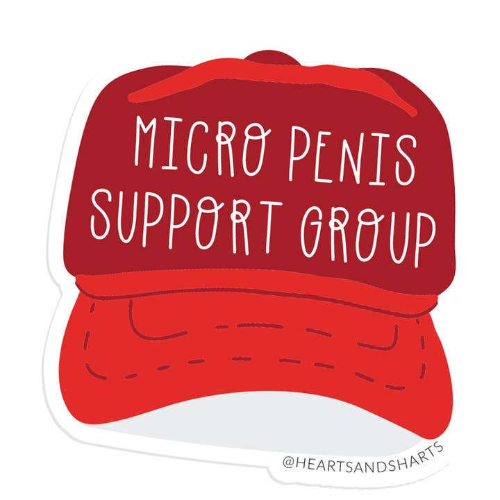 Autocollant en vinyle illustré MICRO-MAGA HAT 3X3 pour la vente par Hearts and Sharts