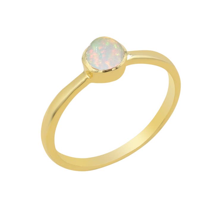 Anillo de Ópalo Etíope Auténtico: Joyería de Plata 925 Chapada en Oro para venta al por mayor de Jay Jools