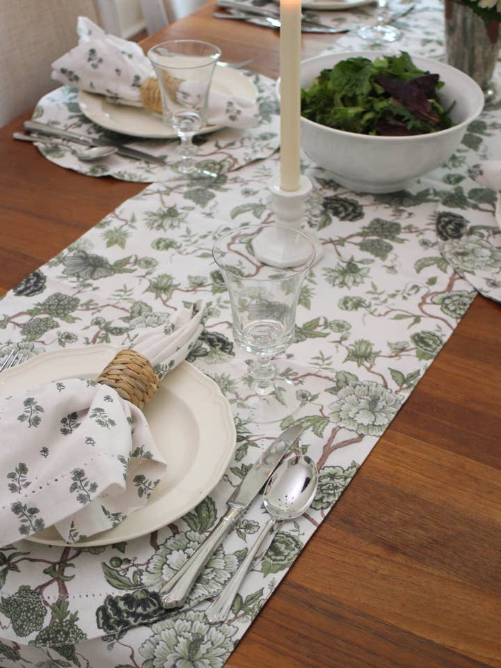 Green Floral Table Runner For Spring Gatherings for wholesale by Willamere