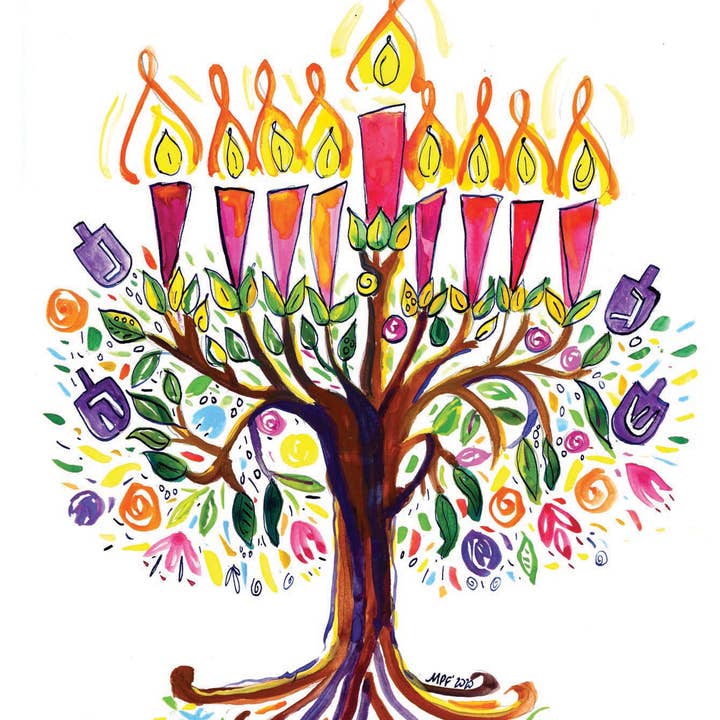 1307_Tree_ofLifeMenorah_card_Chanukah/Hanukkah for wholesale by Another Creation by Michele Pulver, LLC