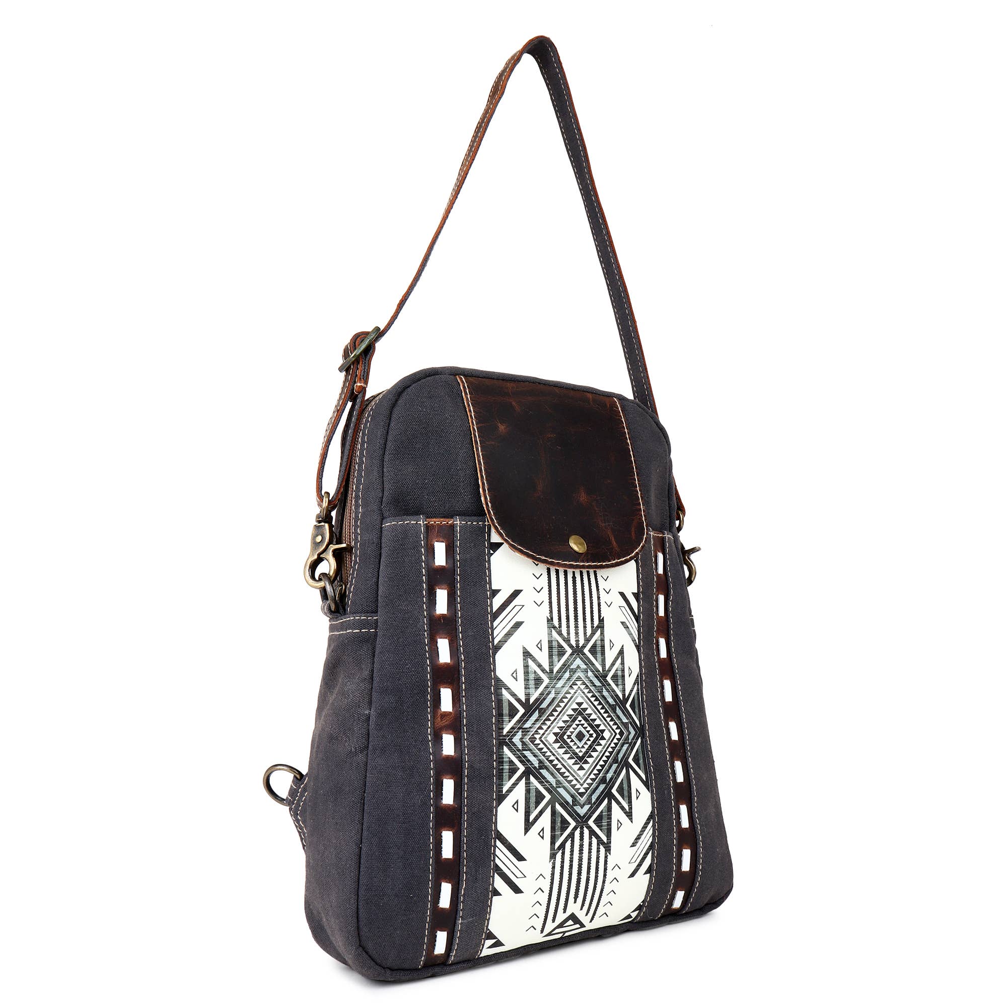 Sixtease Bags USA – wholesale Backpack – Women's – Canvas & Leather Women's Backpack - Black/White4