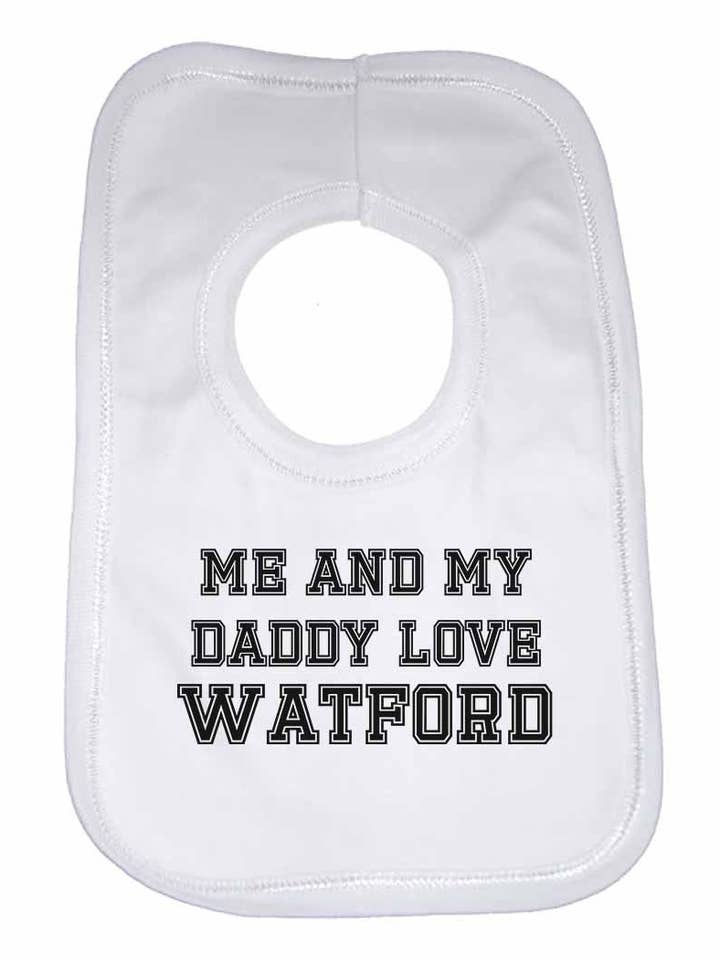 Me and My Daddy Love Watford, for Football, Soccer Fans Unisex Baby Bibs for wholesale by Little Ratbag