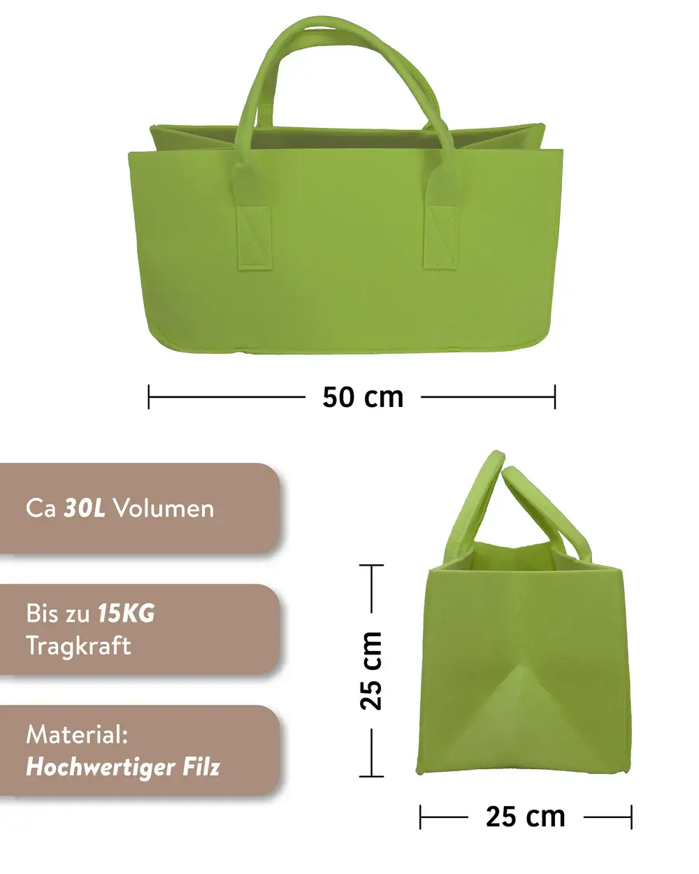 Close Up GmbH - Venta al por mayor Bolsa de asa- Mujer - bolsa de fieltro, bolsa de fieltro verde leña, bolsa de fieltro1