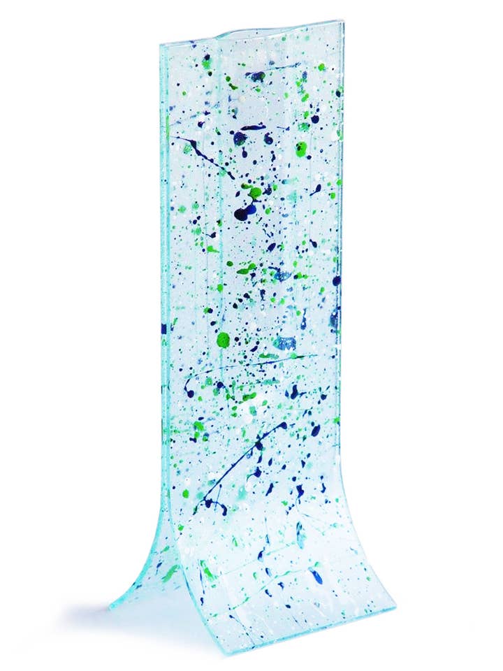 14X36 Cm Naturlig Vase med Transp. -Blå-grøn-Hvid for engroshandel hos CARNEOL GLASS