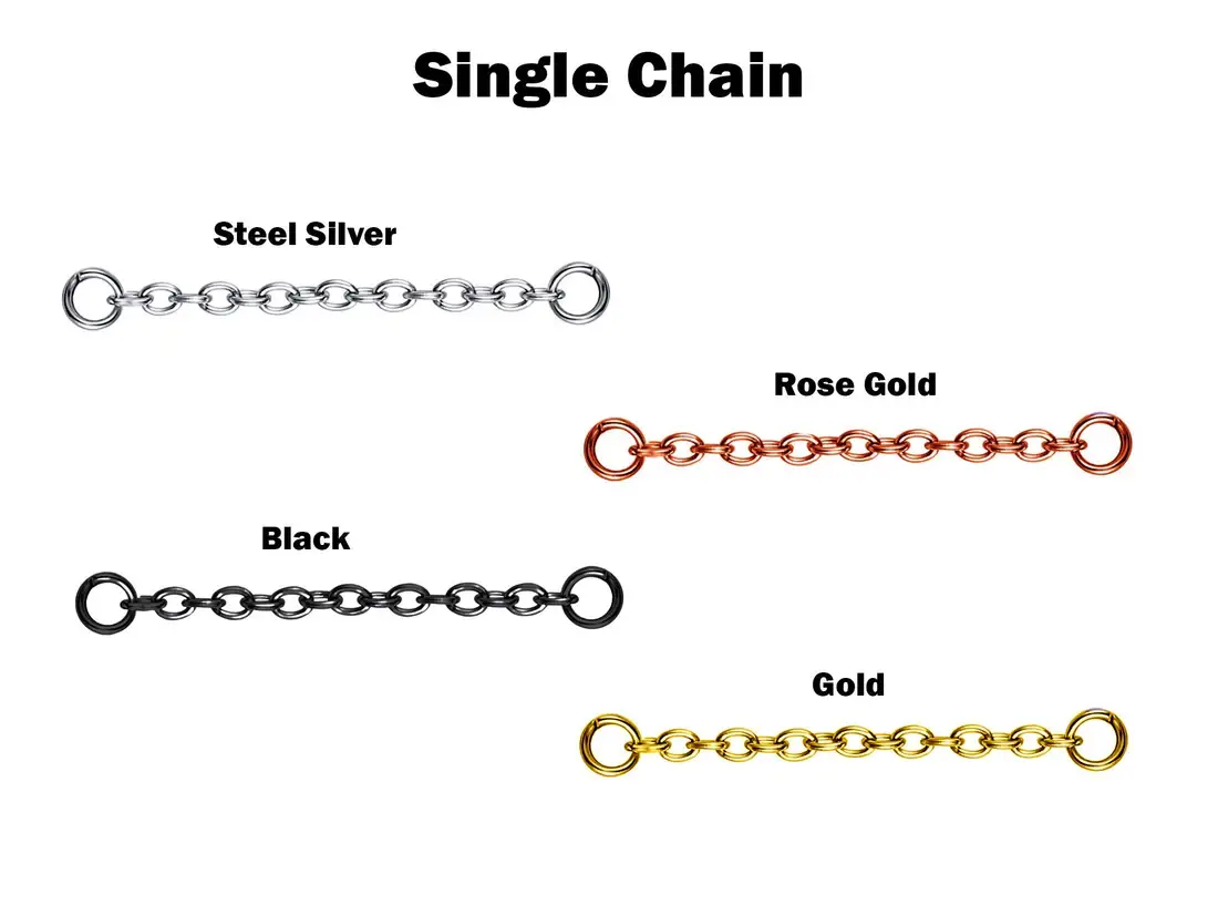 Bodytrend - Wholesale Lip Ring - Vertical Labret Rook Earrings with Chain-Surgical Steel 316L8