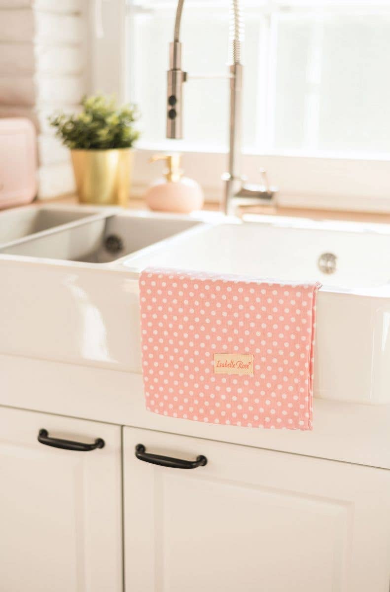 Isabelle Rose – wholesale Tea towel – Kitchen towel Polka dot pink 50x70 cm Isabelle Rose1