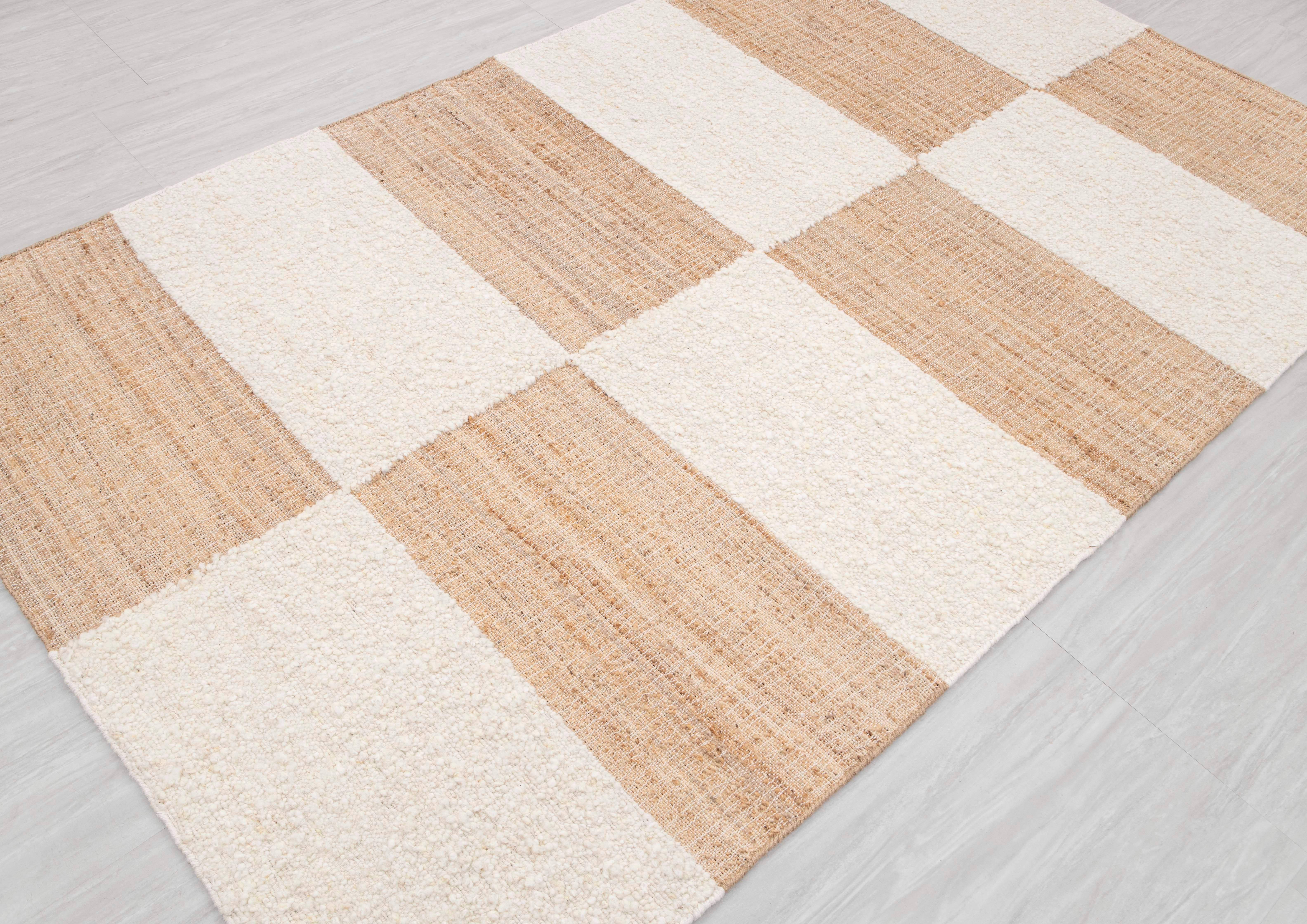 Aesthetic Homes LLC - Wholesale Area Rug - Natural Wool Jute Rug, Ivory Boho Moroccan Hand Woven TN-964