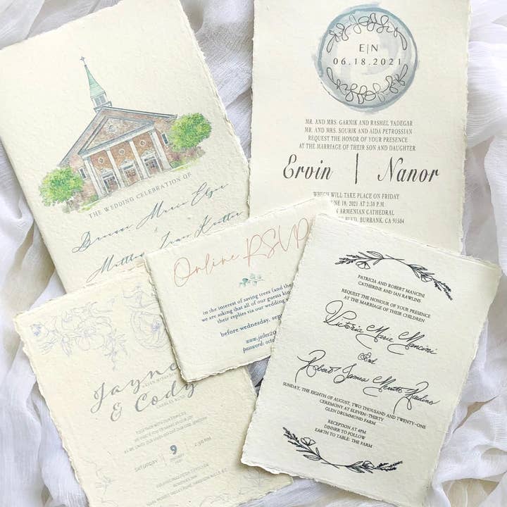 PARWANApaper - Wholesale Invitations - Menu Cards Deckled Edge Handmade Paper Cards4