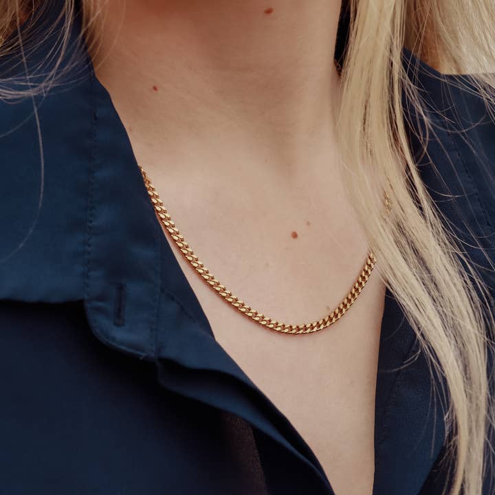 WJW - Wholesale Link & Chain Necklace - Stainless Steel Gold Curb Chain Necklace