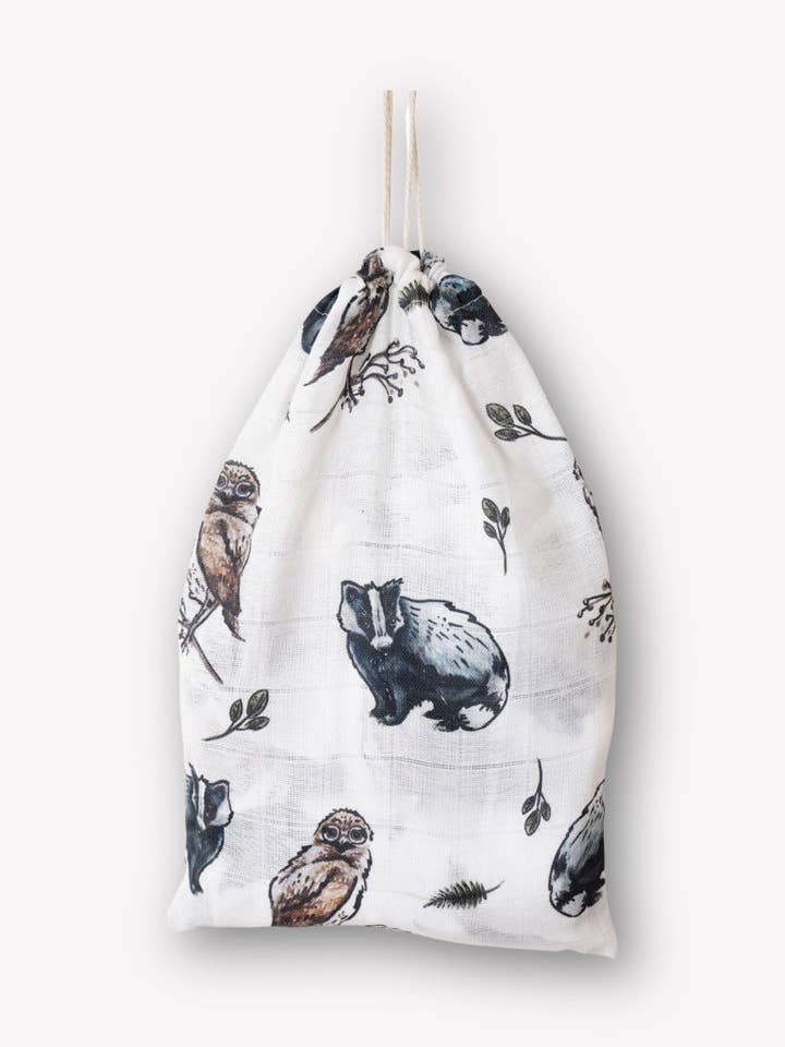 Paño muselina de algodón orgánico 60x60 cm con animales del bosque • juego de 2 para venta al por mayor de hutch&putch