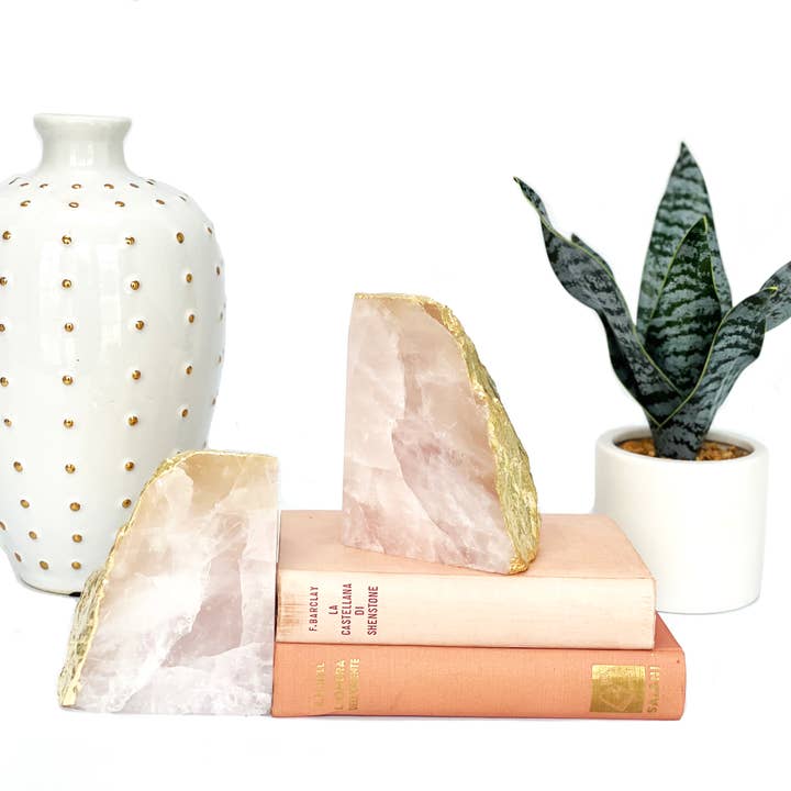 Sujetalibros de cuarzo rosa para venta al por mayor de JOSIL Paperie & Gift