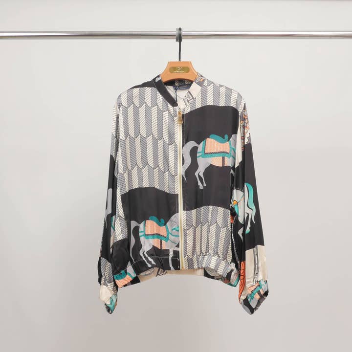 Cecile Wang - Wholesale Jacket - Women's - Horse print jacket in silk viscose KD8772VS-21