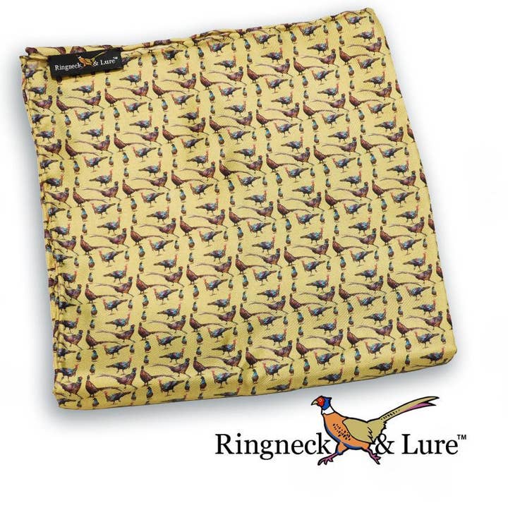 Gamebirds-Olive Pocket Square for wholesale by Ringneck and Lure