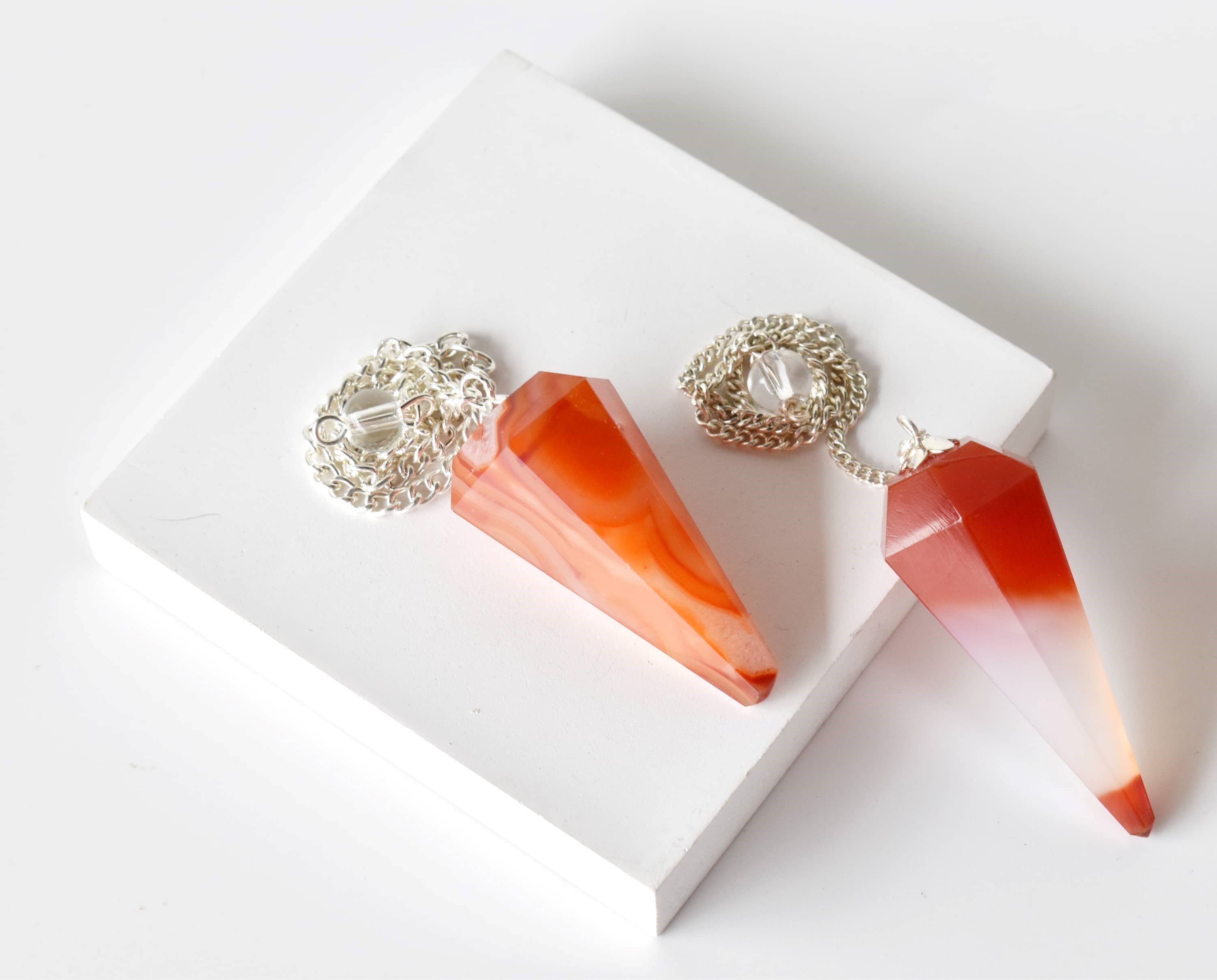 Soothing Crystals - Wholesale Spiritual Stone/Crystal - Dowsing Pendulum | Carnelian | Faceted Crystal Pendulum5