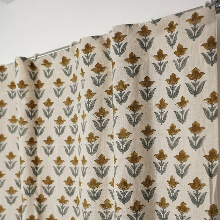 Fabdivine - Wholesale Curtain - Stylish Block Viscose Colored Linen Ring Curtain - Tulip1