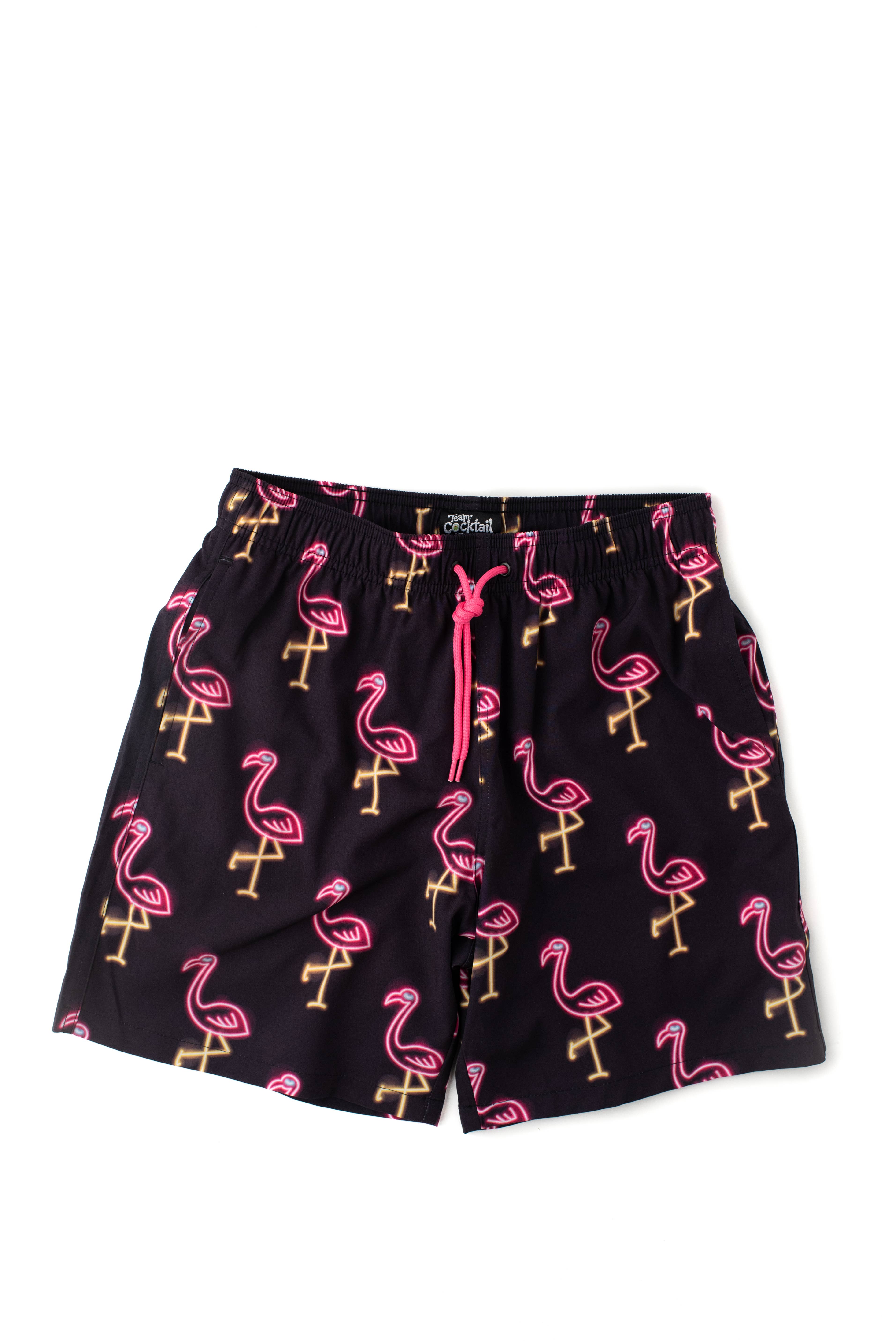 Team Cocktail - Wholesale Swim Shorts - Men's - Neon Flamingos Hybrid Swim Shorts4