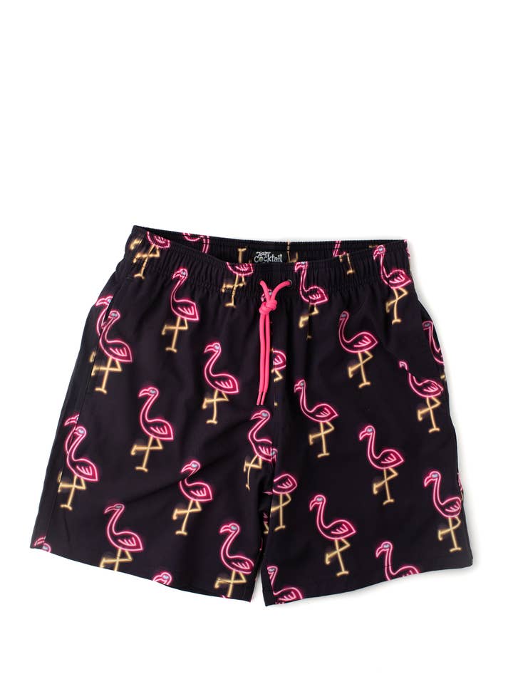 Team Cocktail - Wholesale Swim Shorts - Men's - Neon Flamingos Hybrid Swim Shorts4