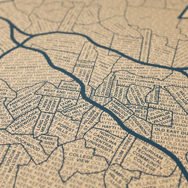 Native Maps - Wholesale Poster - Durham, NC Neighborhood City Map Poster7