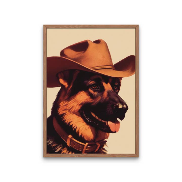 Lady Kady Art - Wholesale Art Print - German Shepherd Art Print, Cowboy Dog, Pet Gifts, GSD Art