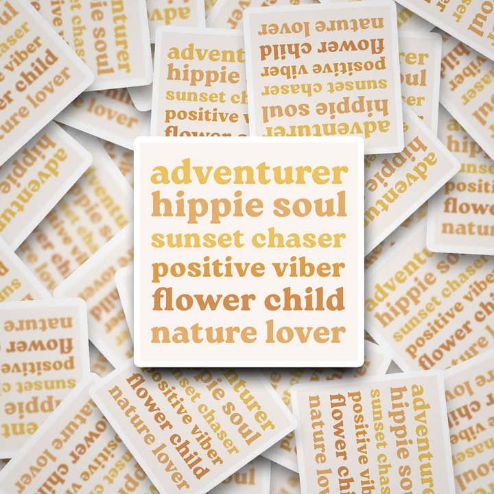 Waterdichte sticker Hippie Soul 2" voor wholesale door Hello Soulshine