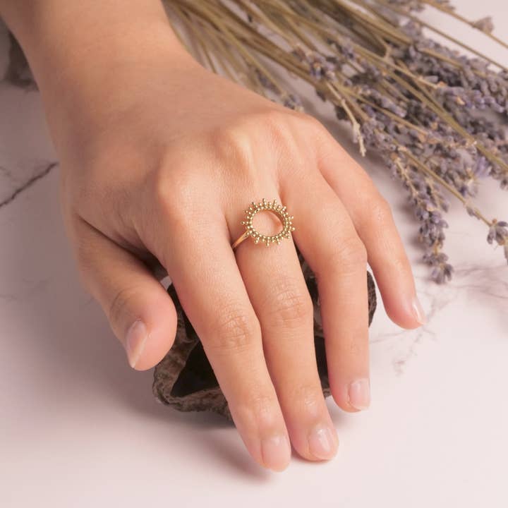 Baizaar - Wholesale Band/Stacked Ring - Brass Open Circle Ray Ring2