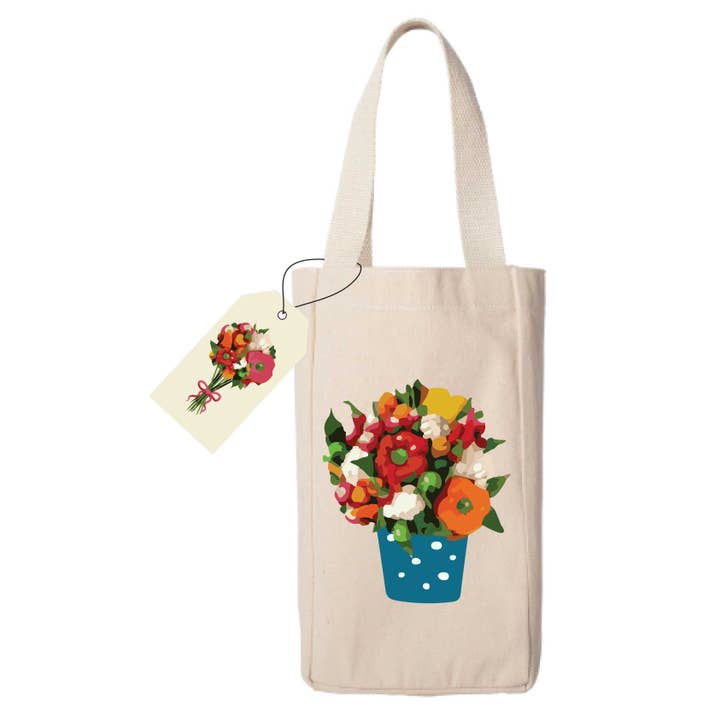 Bolsa de vino con verduras en maceta en florero azul para venta al por mayor de Potluck Press