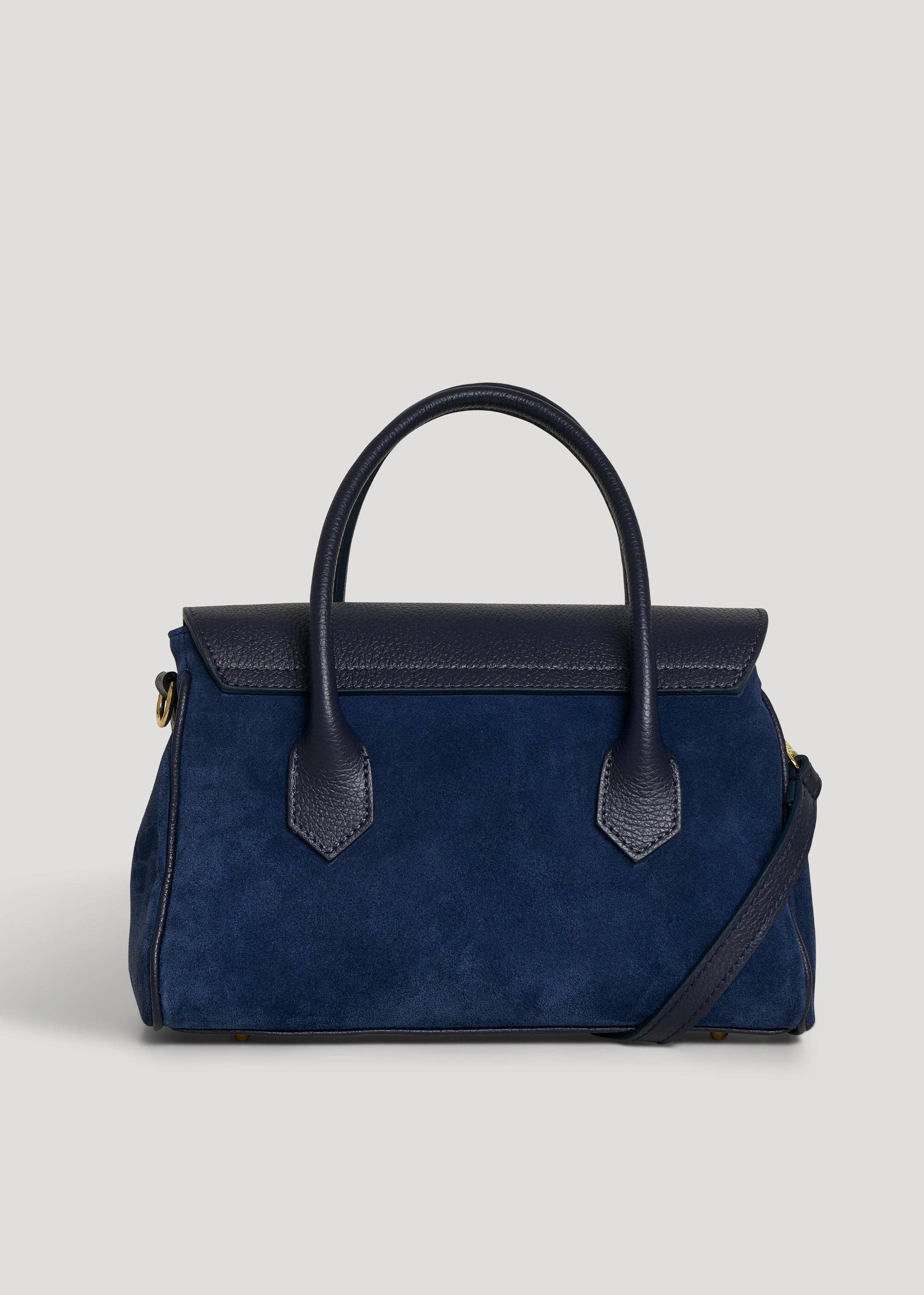 Voemièn - Wholesale Top Handle Bag - Women's - Cécile Bag in Navy Blue Suede and Dollar Leather4