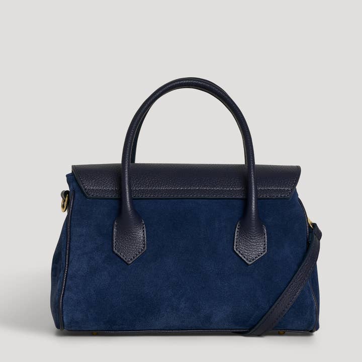 Voemièn - Wholesale Top handle bag – women's - Cécile Bag in Navy Blue Suede and Dollar Leather4