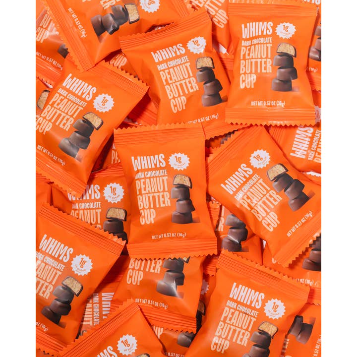 Whims Delights Inc. - Wholesale Chocolate Covered Sweets - Dark Chocolate Peanut Butter Cups - Pouch3