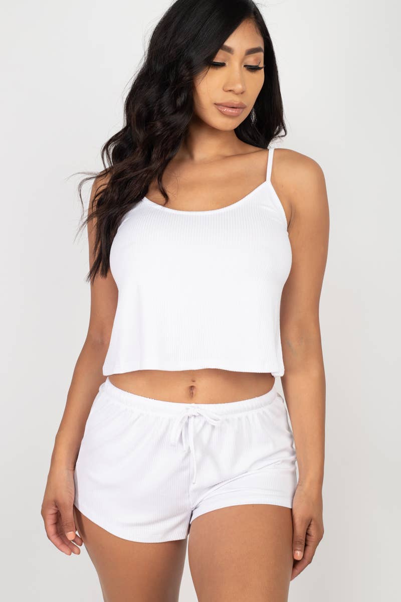 CAPELLA APPAREL - Wholesale Lounge Set - Women's - Ribbed Strappy Top & Shorts Lounge Set14