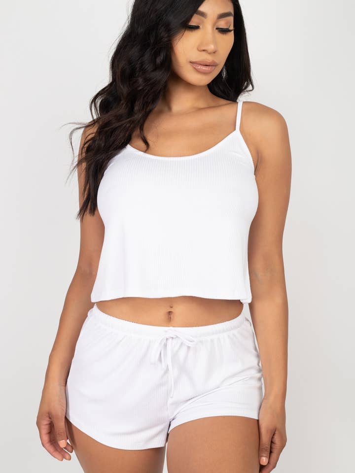 CAPELLA APPAREL - Wholesale Lounge Set - Women's - Ribbed Strappy Top & Shorts Lounge Set14