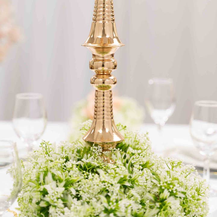 Metal 5 Arm Candelabra with Flower Bowl 33.25" - Gold for wholesale on Faire