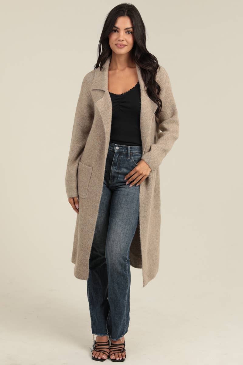 ANGIE - Wholesale Cardigan - Women's - XHT22-ASIS KNIT SWEATER TRENCH CARDIGAN 5