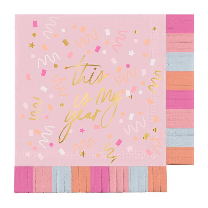 Fringe Napkins - This is My Year for wholesale by Slant Collections by Creative Brands